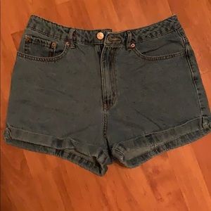 High Waisted medium blue denim shorts